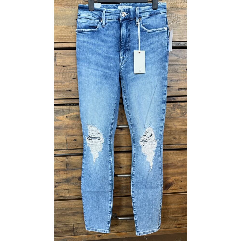 Good American Good Legs Jeans Womens 0/25 Blue Distressed Skinny Stretch Denim